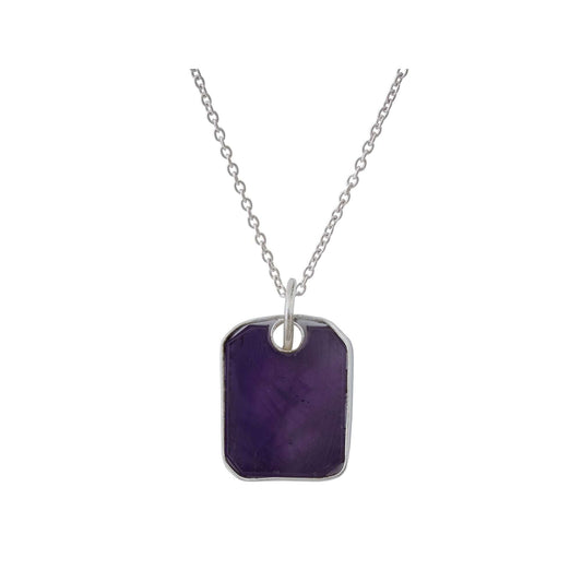 Amethyst Pendant in rectangular shape for Men handmade in Silver 925-0