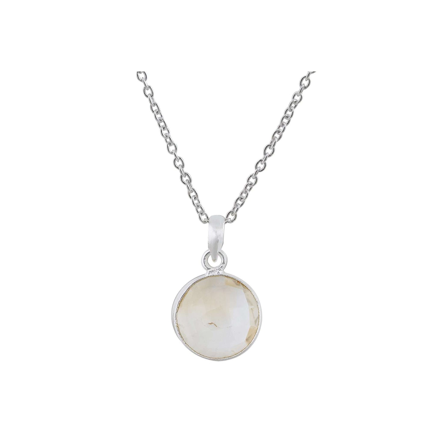 Citrine Pendant in round shape for Men handmade in Silver 925-0