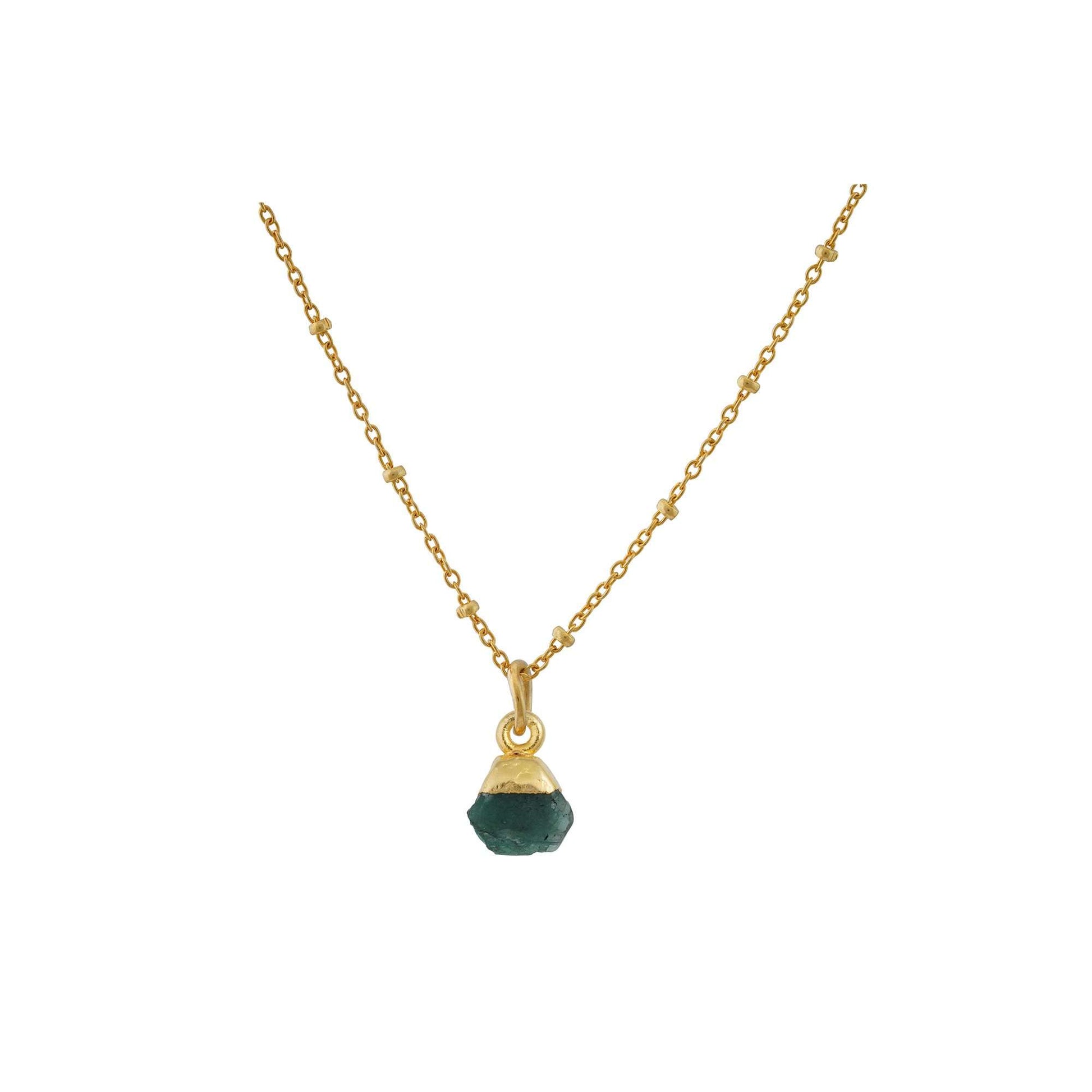 Handmade Raw Emerald Pendant in its Natural form Gold Plated-0