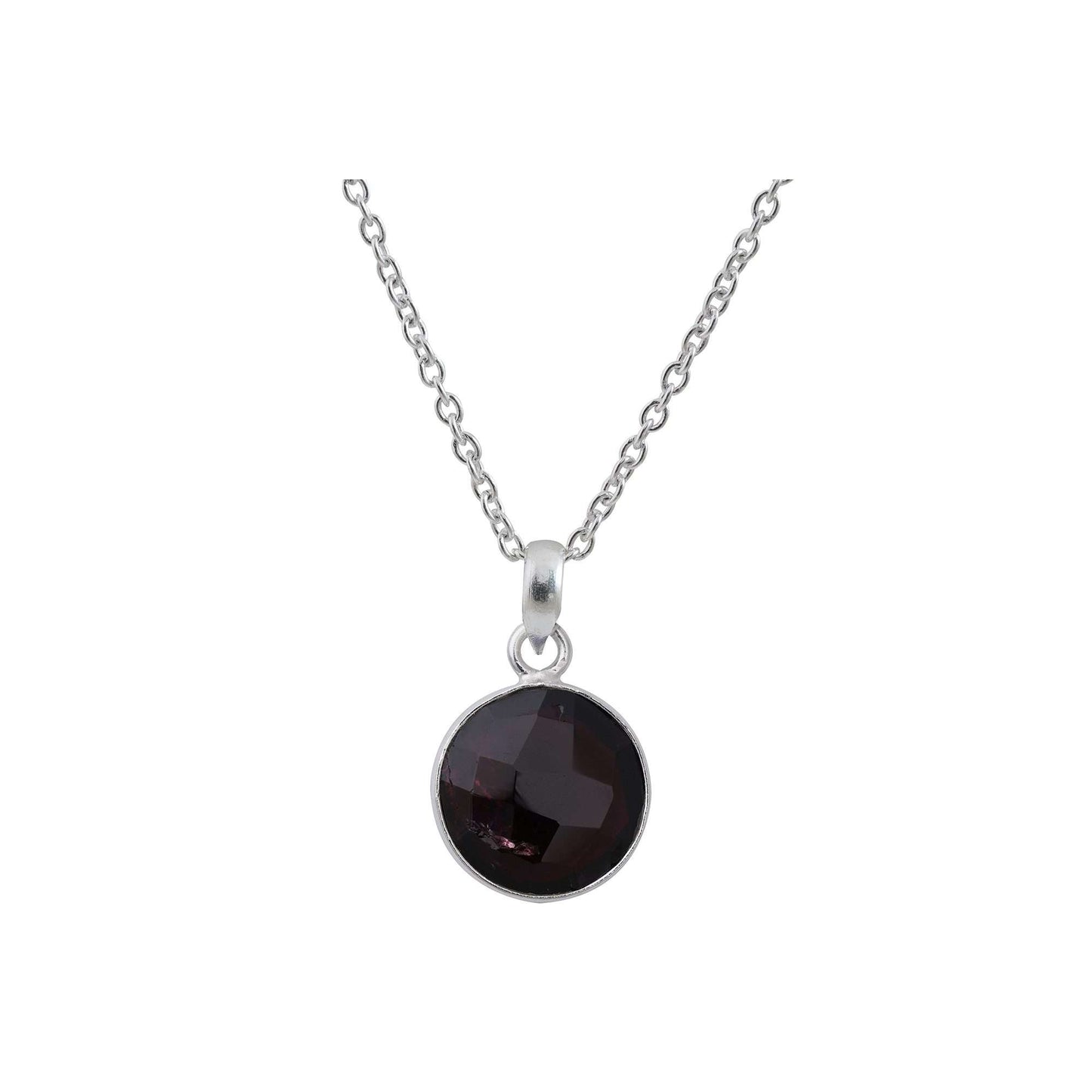 Garnet Pendant in round shape for Men handmade in Silver 925-0