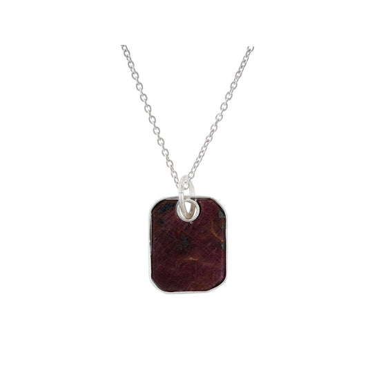 Ruby Pendant in rectangular shape for Men handmade in Silver 925-0