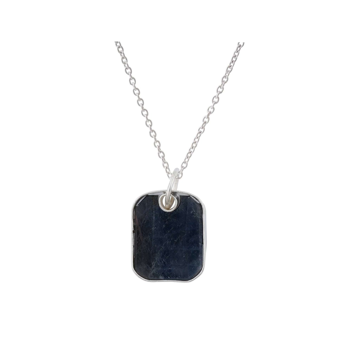 Sapphire Pendant in rectangular shape for Men handmade in Silver 925-0