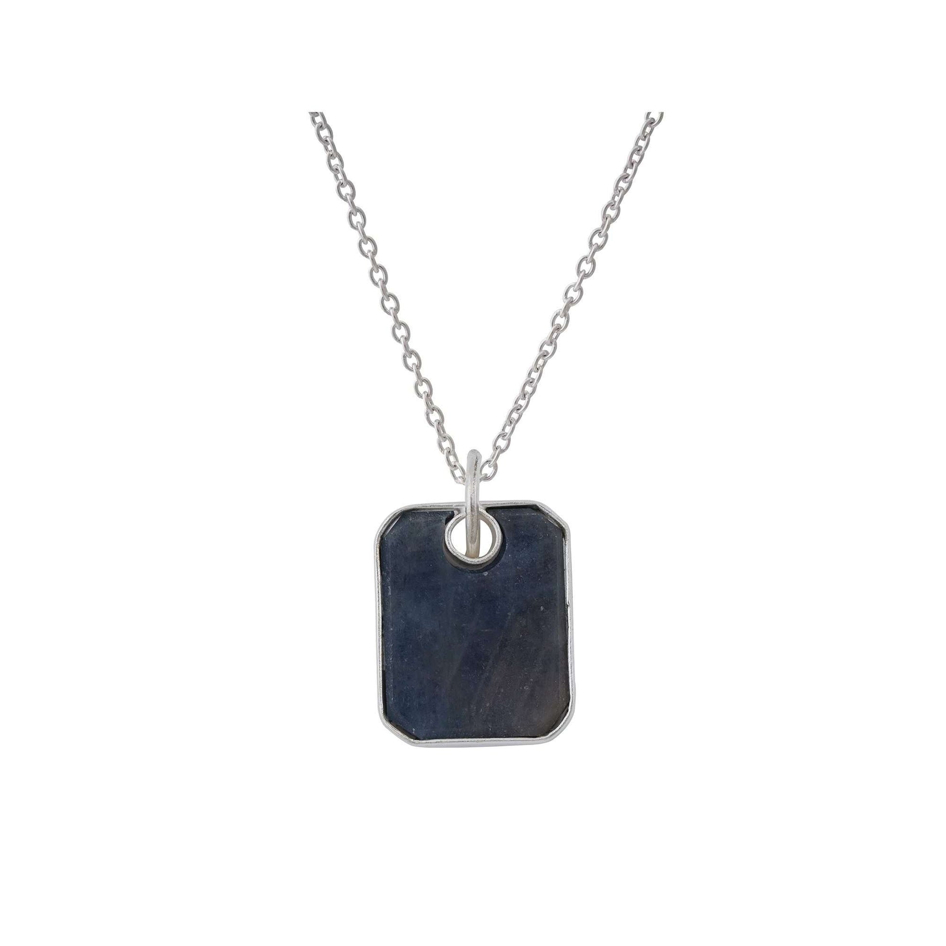 Tanzanite Pendant in rectangular shape for Men handmade in Silver 925-0