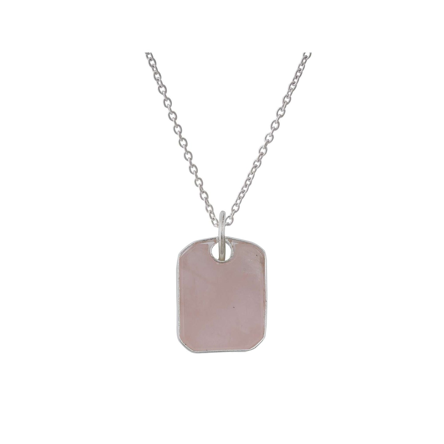 Rose Quartz Pendant in rectangular shape for Men handmade in Silver 925-0