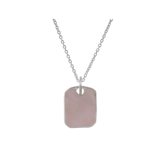 Rose Quartz Pendant in rectangular shape for Men handmade in Silver 925-0