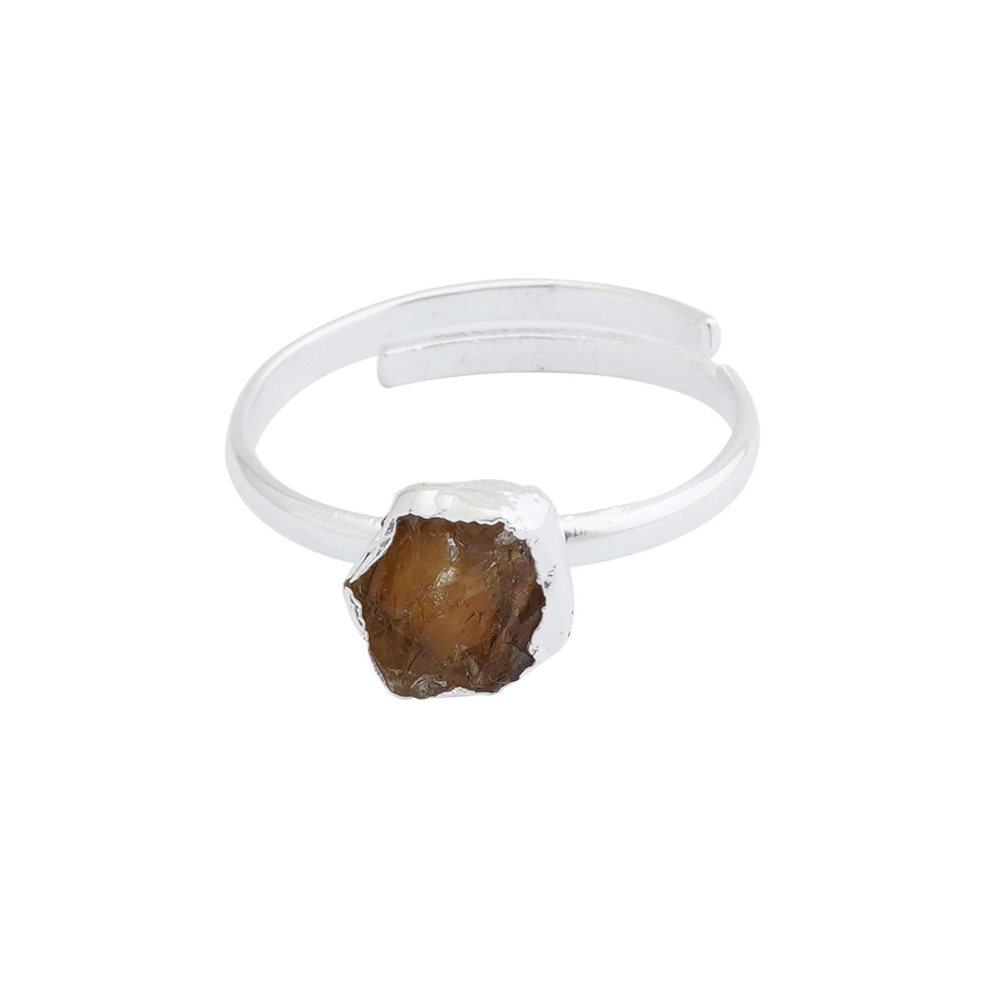 Citrine Adjustable Ring Handmade in its Natural form in 925 Silver-0