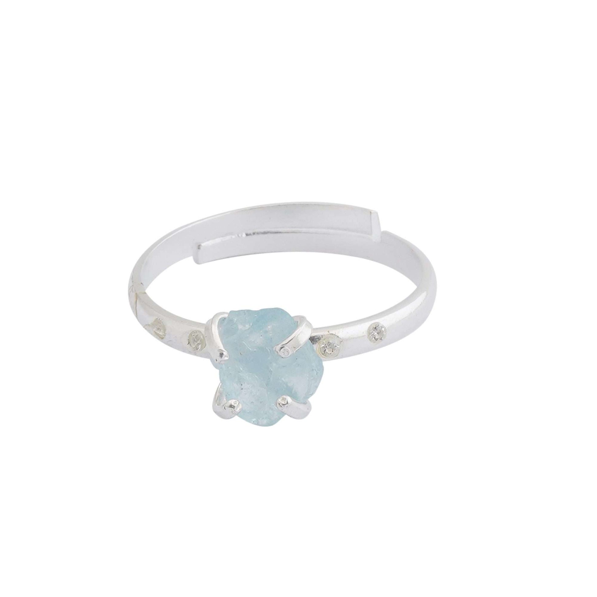 Aquamarine Adjustable Ring Handmade in its Natural form in 925 Silver-0