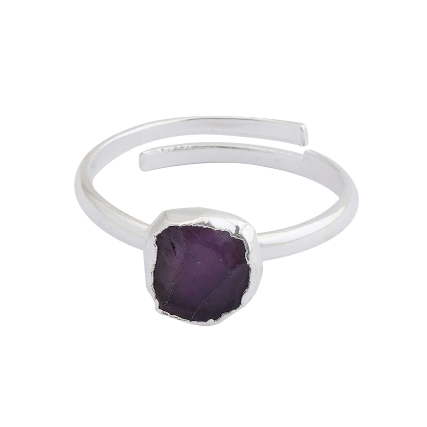 Amethyst Adjustable Ring Handmade in its Natural form in 925 Silver-0