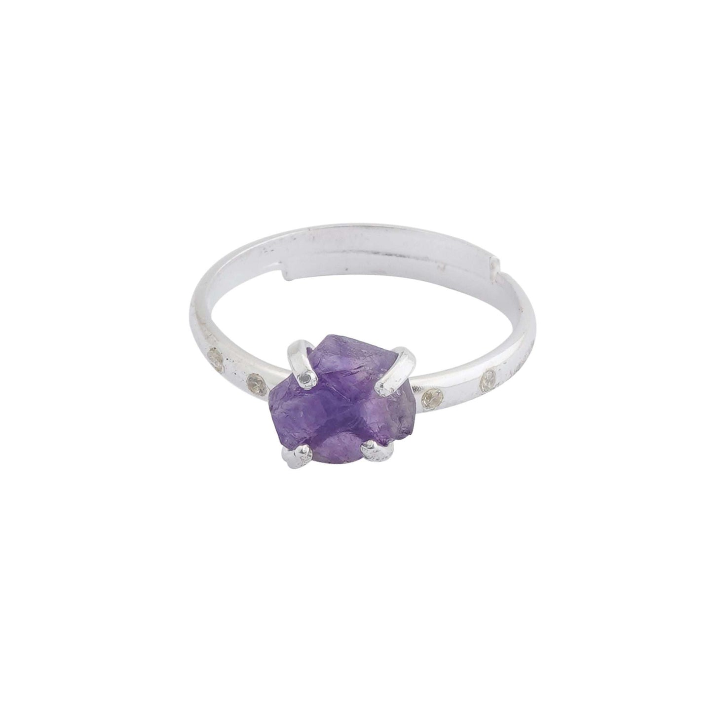 Amethyst Adjustable Ring Handmade in its Natural form in 925 Silver-0