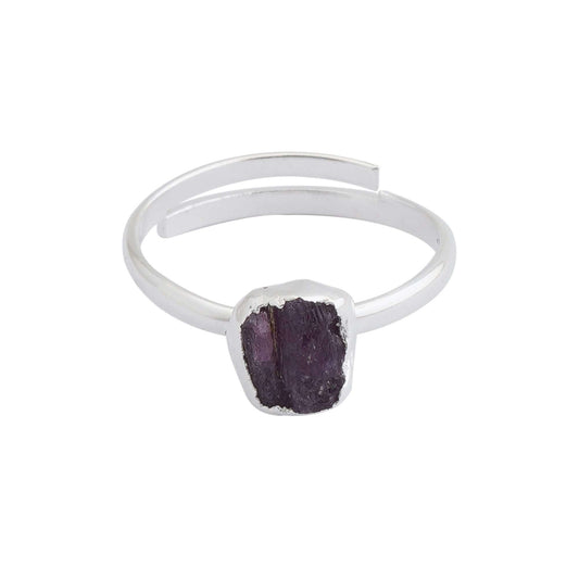 Garnet Adjustable Ring Handmade in its Natural form in 925 Silver-0