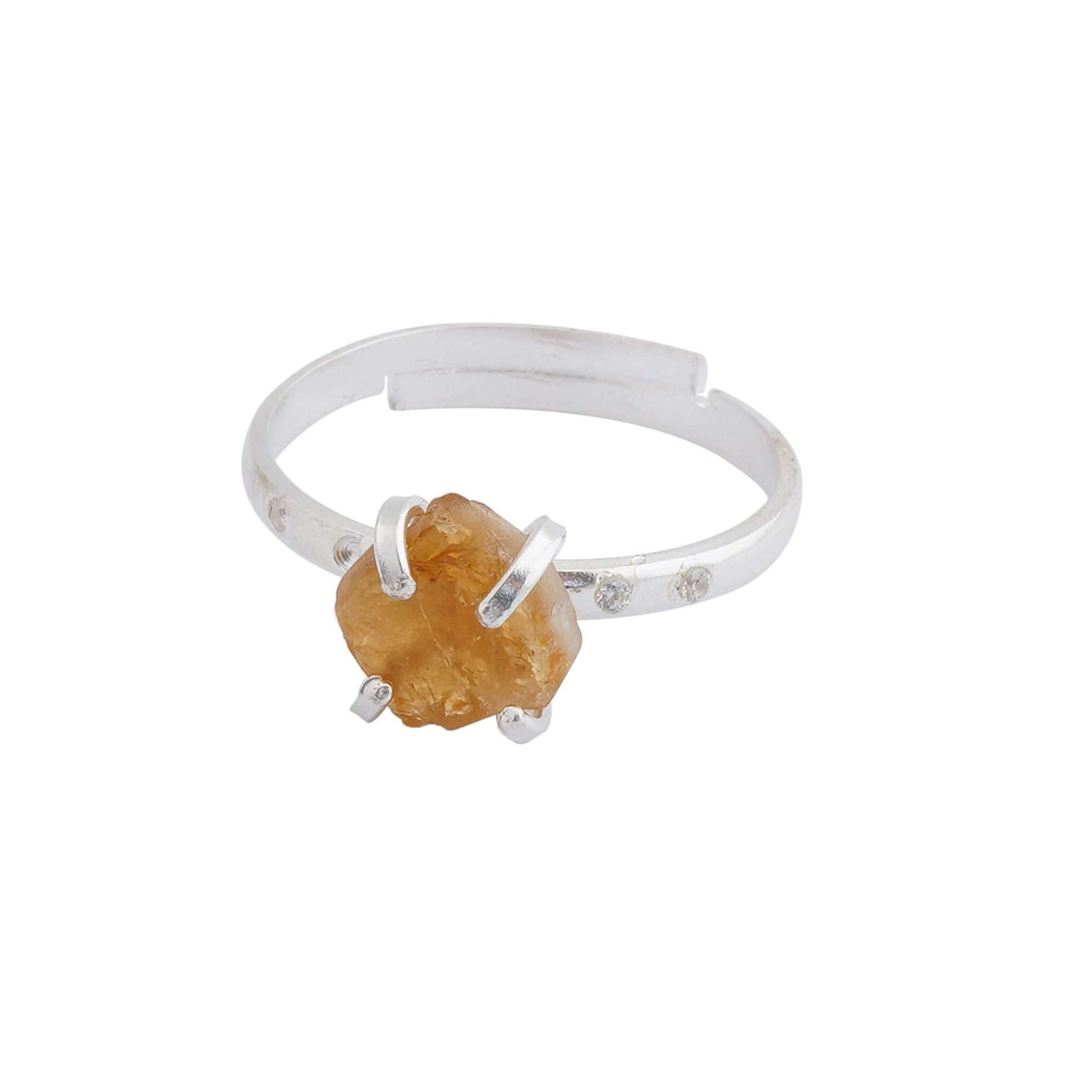 Citrine Adjustable Ring Handmade in its Natural form in 925 Silver-0