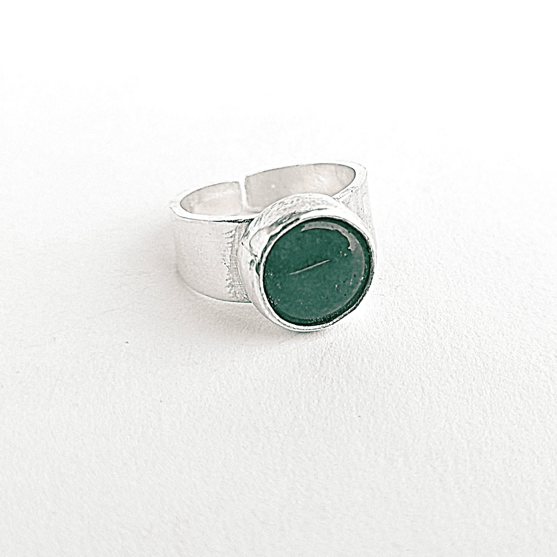 5 CT Round Emerald ring in Italian Silver size 7 adjustable-0