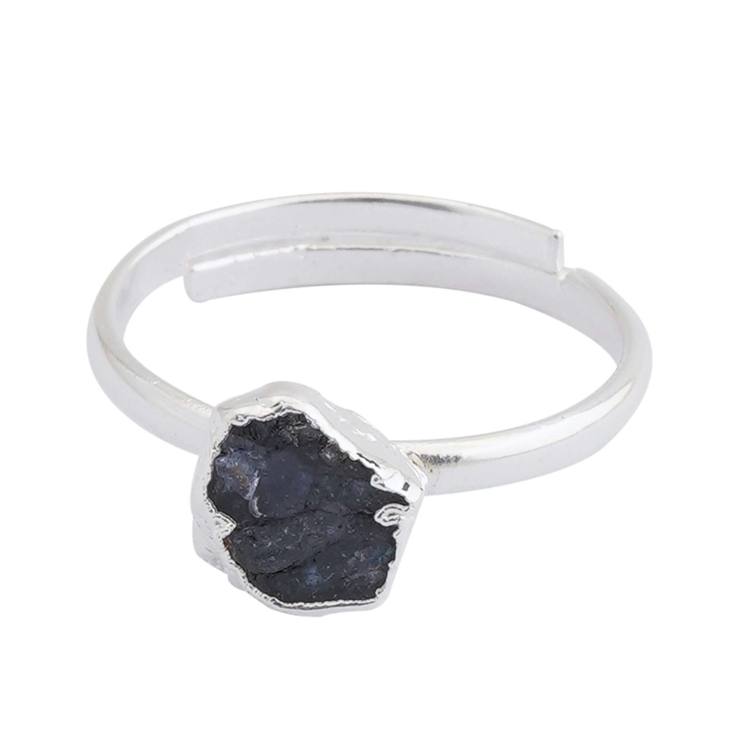 Sapphire Adjustable Ring Handmade in its Natural form in 925 Silver-0