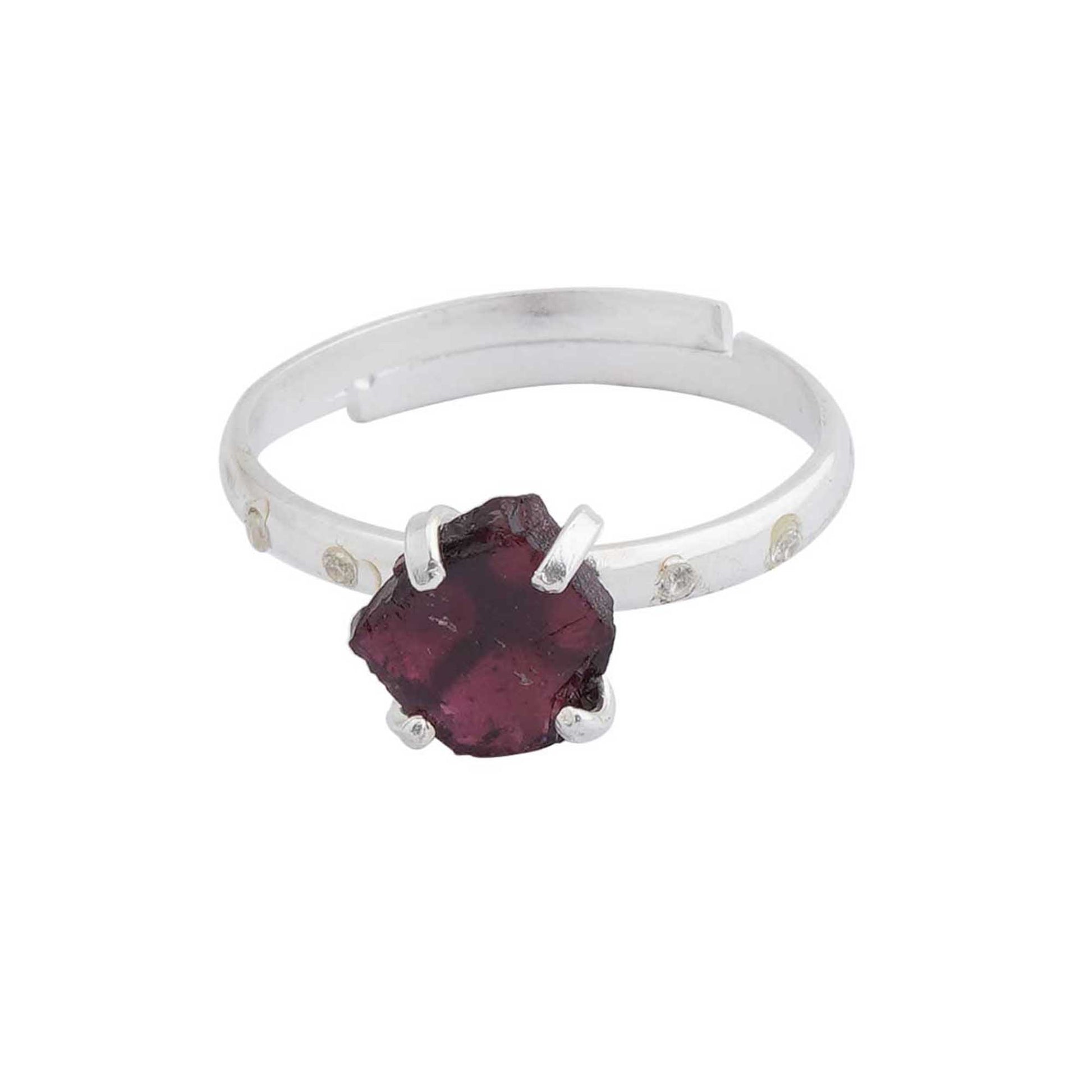 Garnet Adjustable Ring Handmade in its Natural form in 925 Silver-0