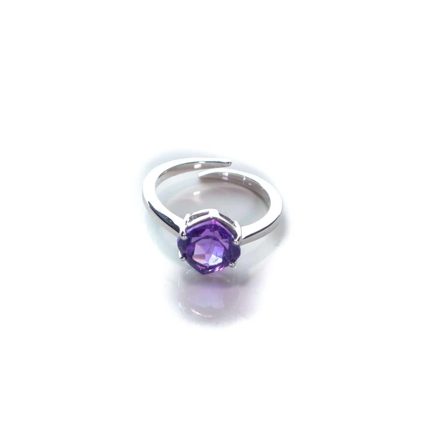 2.5 CT Natural Amethyst Cushion Cut Adjustable Solitaire Ring in Silver 925-0