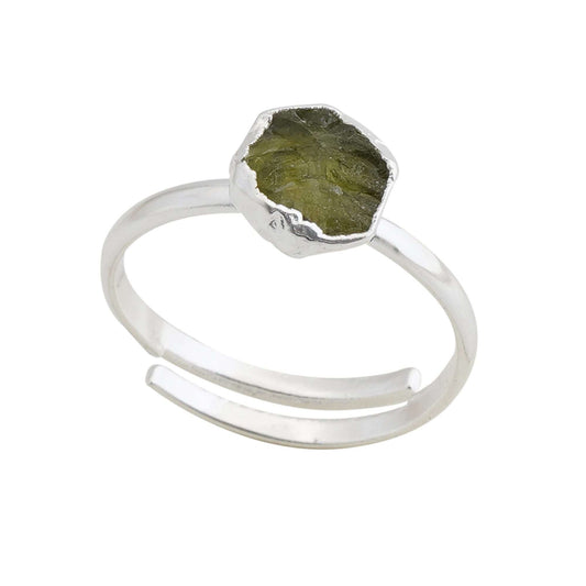 Peridot Adjustable Ring Handmade in its Natural form in 925 Silver-0