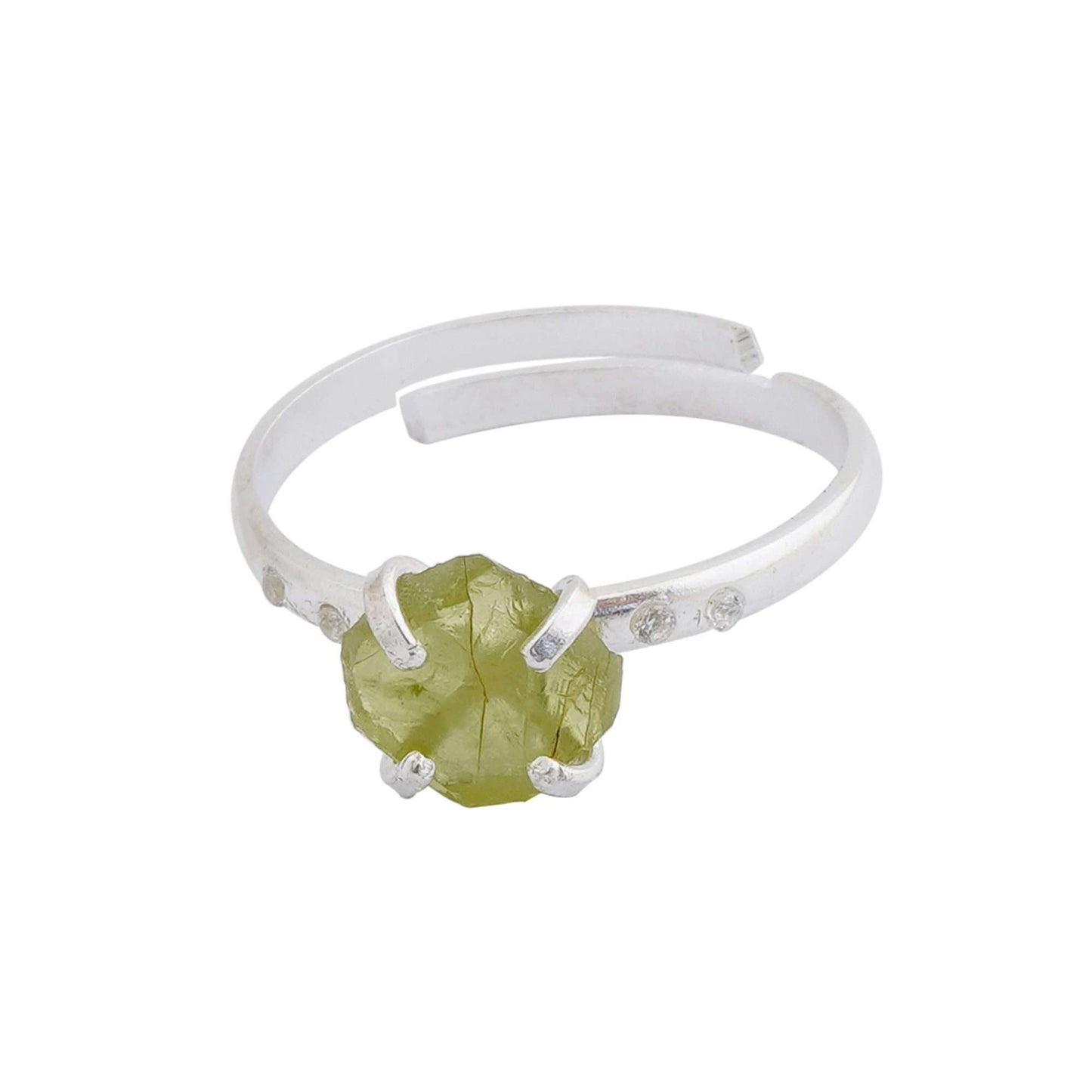 Peridot Adjustable Ring Handmade in its Natural form in 925 Silver-0