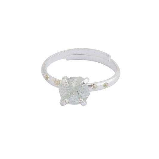 Rainbow Moonstone Adjustable Ring Handmade in its Natural form in 925 Silver-0