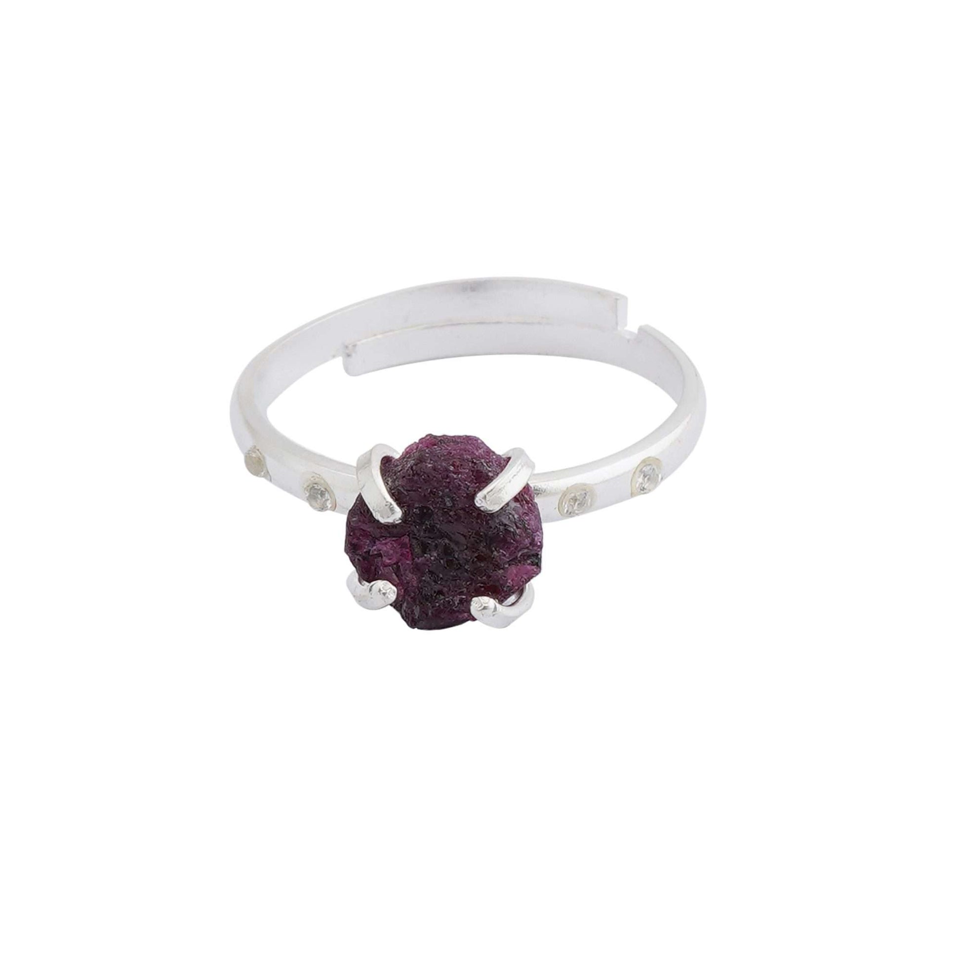 Ruby Adjustable Ring Handmade in its Natural form in 925 Silver-0