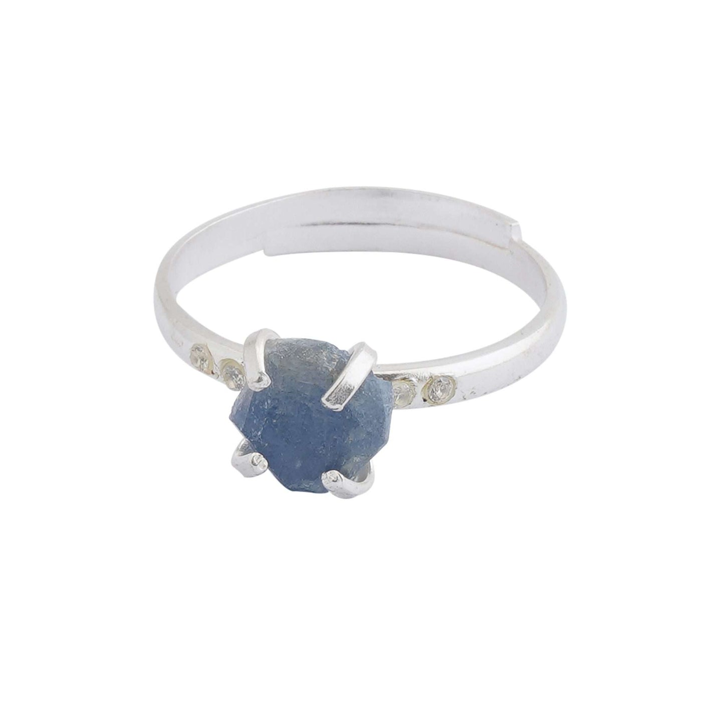 Sapphire Adjustable Ring Handmade in its Natural form in 925 Silver-0