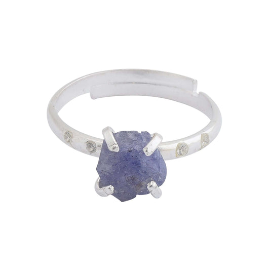 Tanzanite Adjustable Ring Handmade in its Natural form in 925 Silver-0