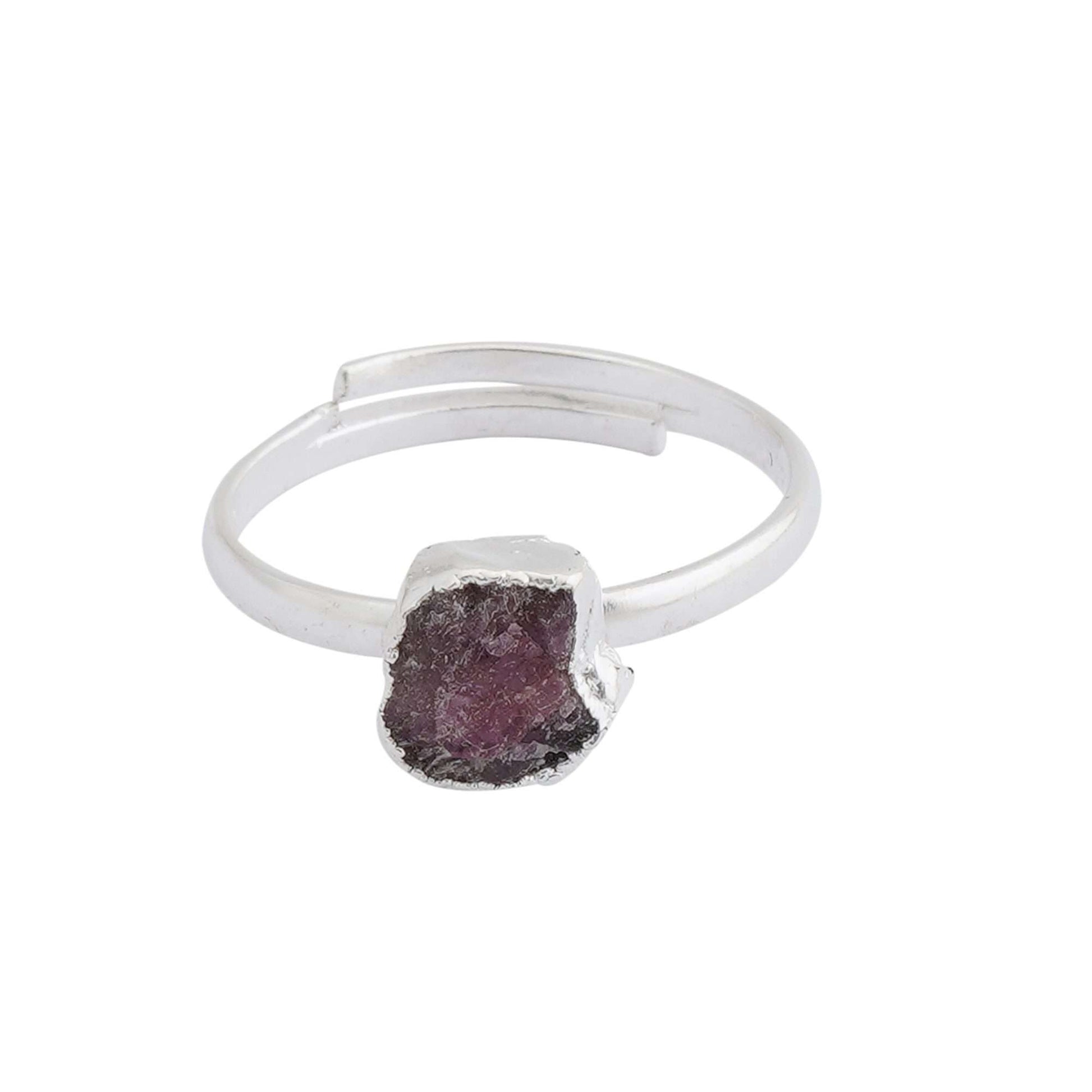 Rose Quartz Adjustable Ring Handmade in its Natural form in 925 Silver-0