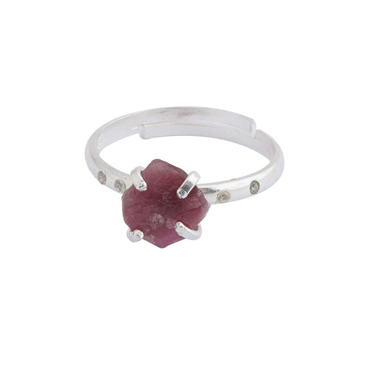 Rose Quartz Adjustable Ring Handmade in its Natural form in 925 Silver-0