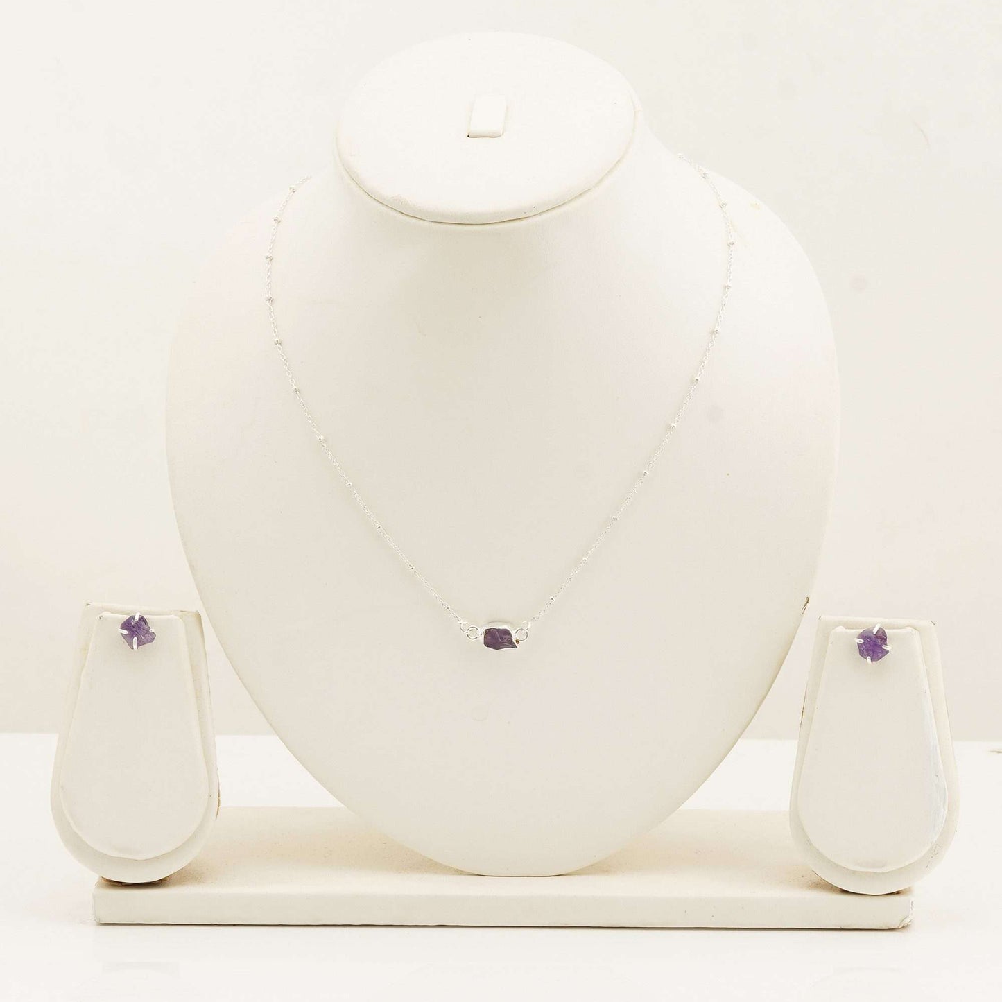 Handmade Amethyst Set in its Natural form in Silver 925-0