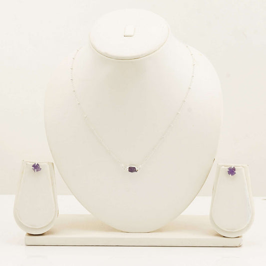 Handmade Amethyst Set in its Natural form in Silver 925-0