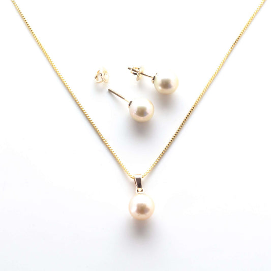 South Sea Golden Pearls Cannes Set in 10 CT Gold Setting 8.5 - 9.5 MM AA+-0