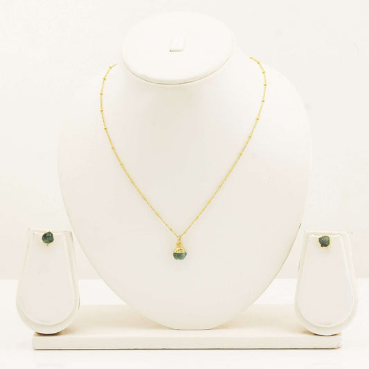 Handmade Emerald Set in its Natural form Gold Plated-0