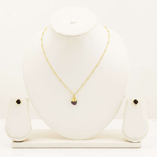 Handmade Garnet Set in its Natural form Gold Plated-0