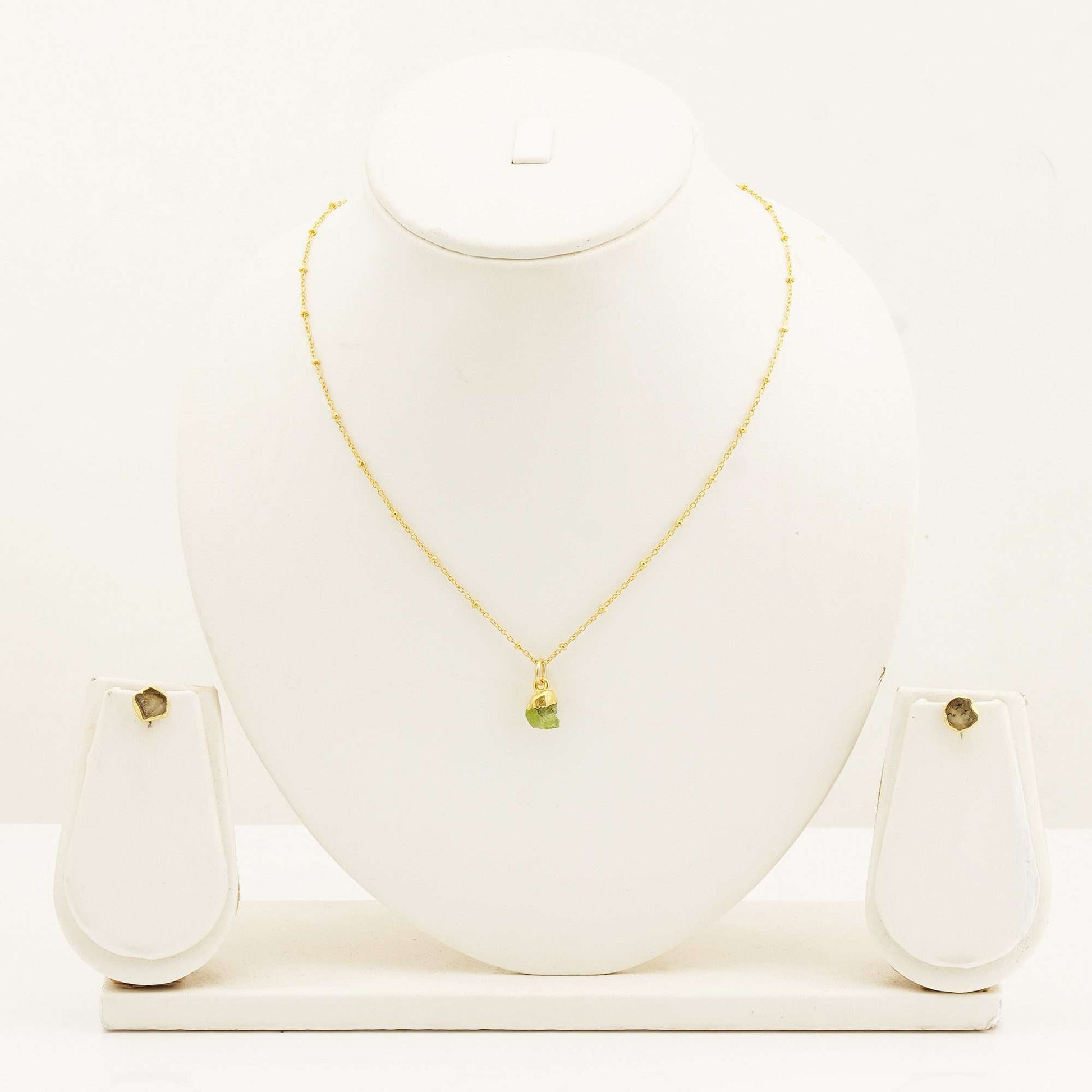 Handmade Peridot Set in its Natural form Gold Plated-0