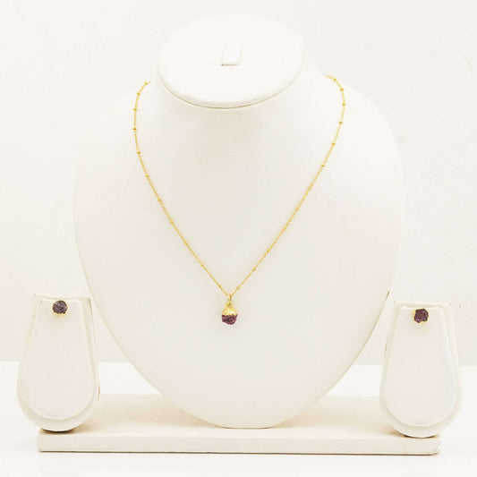 Handmade Ruby Set in its Natural form Gold Plated-0