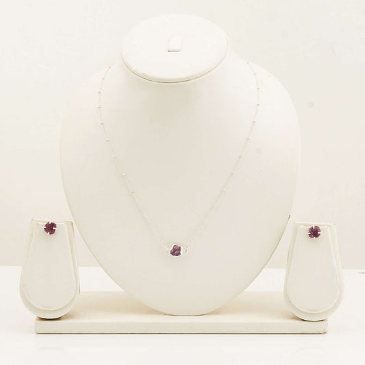 Handmade Ruby Set in its Natural form in Silver 925-0