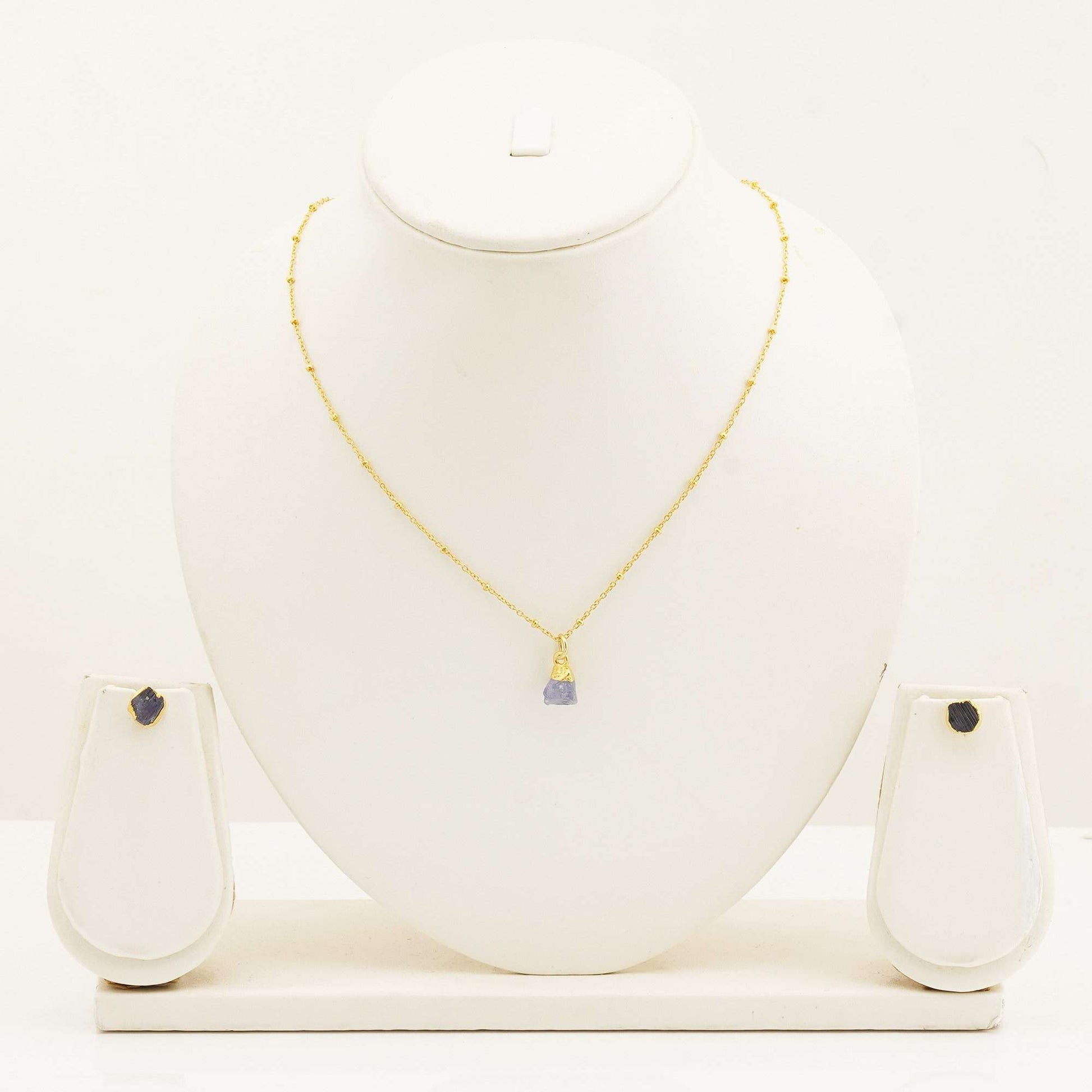 Handmade Tanzanite Set in its Natural form Gold Plated-0