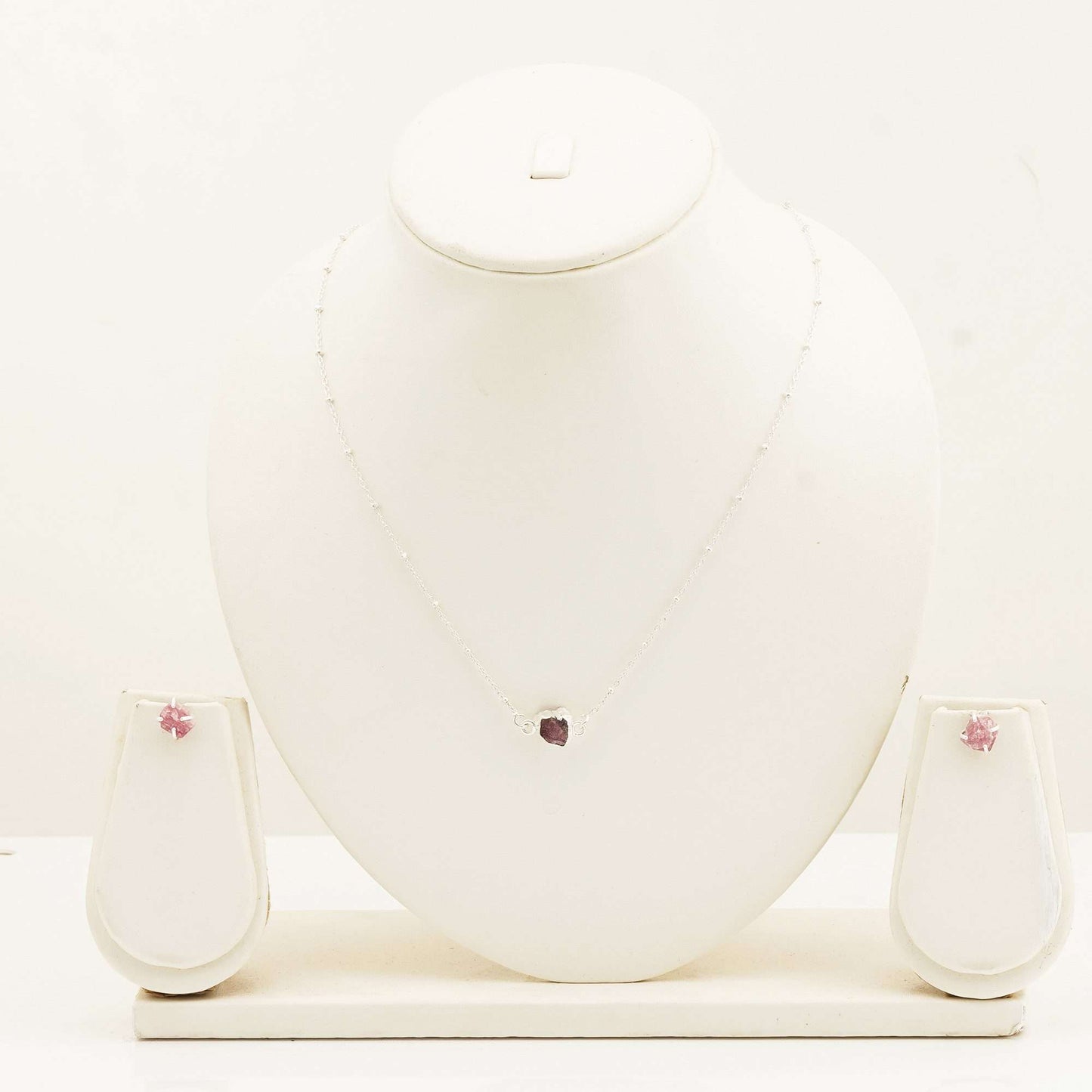 Handmade Rose Quartz Set in its Natural form in Silver 925-0