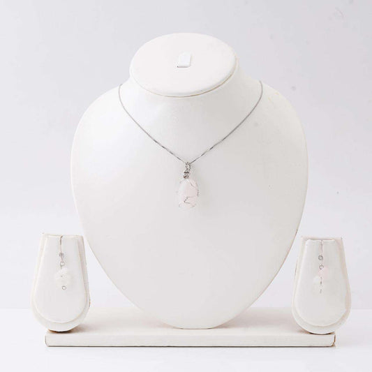 Handmade Set of Rose Quartz in its Natural form in Silver 925-0