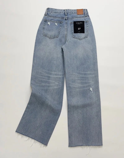 2024 Early Spring New Non-stretch Ripped Straight-leg Jeans