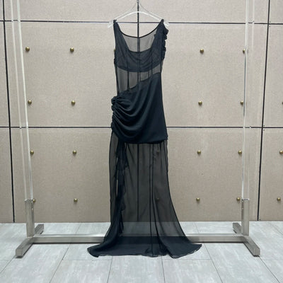 2024 Summer New Women's Wear Elegant mesh three-dimensional flower decoration dress 0516