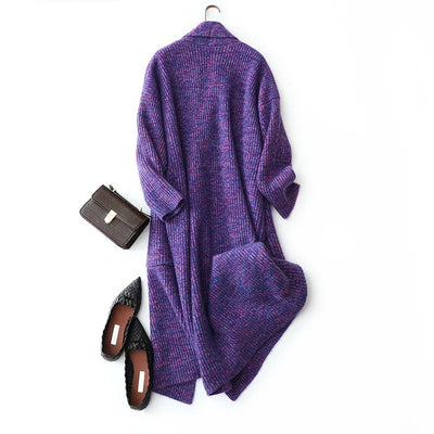 masigoch winter luxury knitted thick coat high-end 100% cashmere long open cardigan outerwear