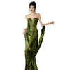 Green Tube Top Morning Gowns Fishtail Sequins Toast Dress Backless Birthday Banquet