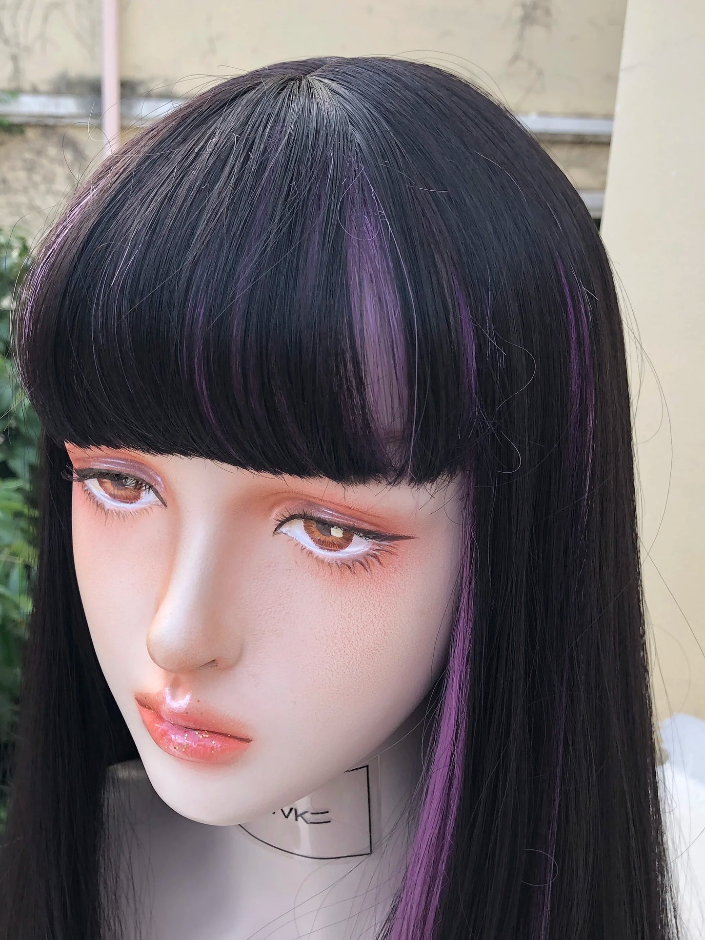 Purple Vintage Gothic Style Bangs Straight Hair Women's Wig Realistic Wigs