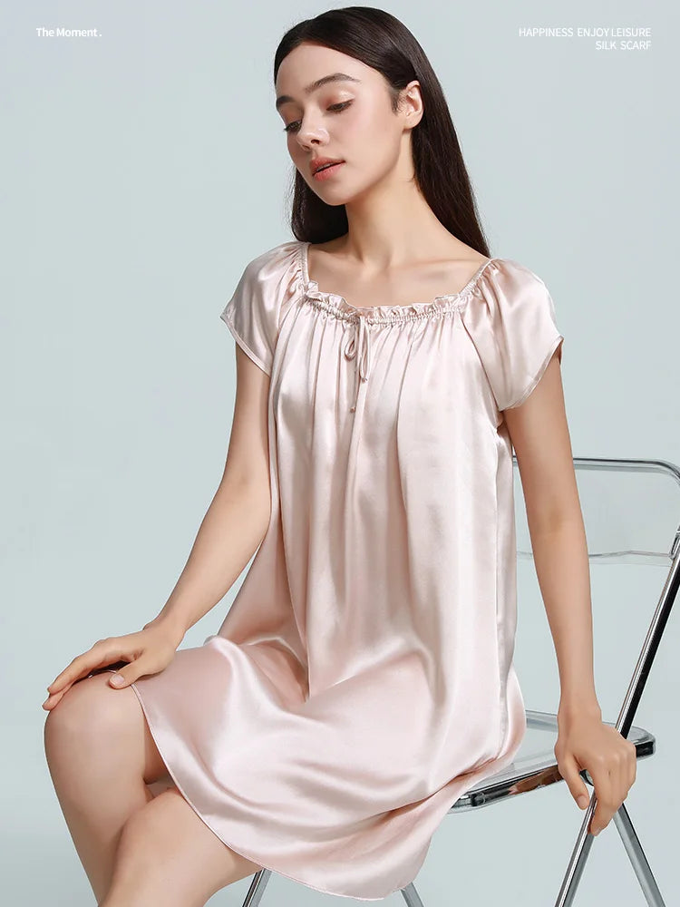 Cool Breathable Silk Nightdress Women's High Quality Real Heavy Pajamas High-End Gift Loose Home Wear