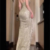 Light Luxury Minority Star River Sequins Shiny Split Halter Tube Top Dress Women