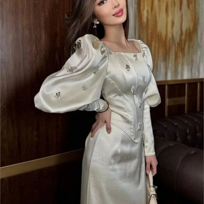 Elegant and Exquisite Style Satin Bottoming Dress for Women