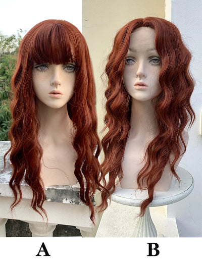 Red Curly Hair Female Wig Realistic Wigs