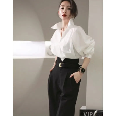 Early New Style Strong and Capable Women's Clothing Light Luxury Shirt Pants Business Suit