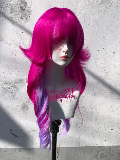 Gradient Purple Gothic Style Lolita Wear Punk Y2K Wig Female Long Curly Hair
