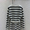 Women's Sweater V-neck Single Breasted Cardigan Luxury CHAN** Brands Classic Stripe Design Sweater Fashion Brand Ladies Overcoat